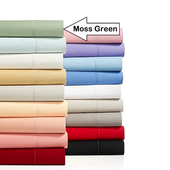 new GREEN Charter Club Damask Solid 550 TC 100% Supima Cotton QUEEN Sheet Set - Picture 4 of 9